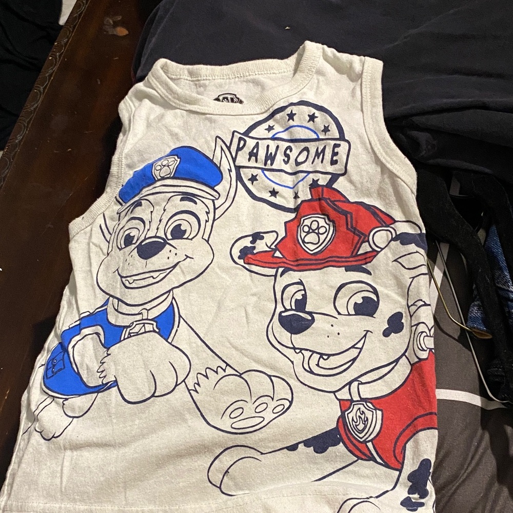 Paw Patrol Kids Tank Top - Cream with Blue and Red Design